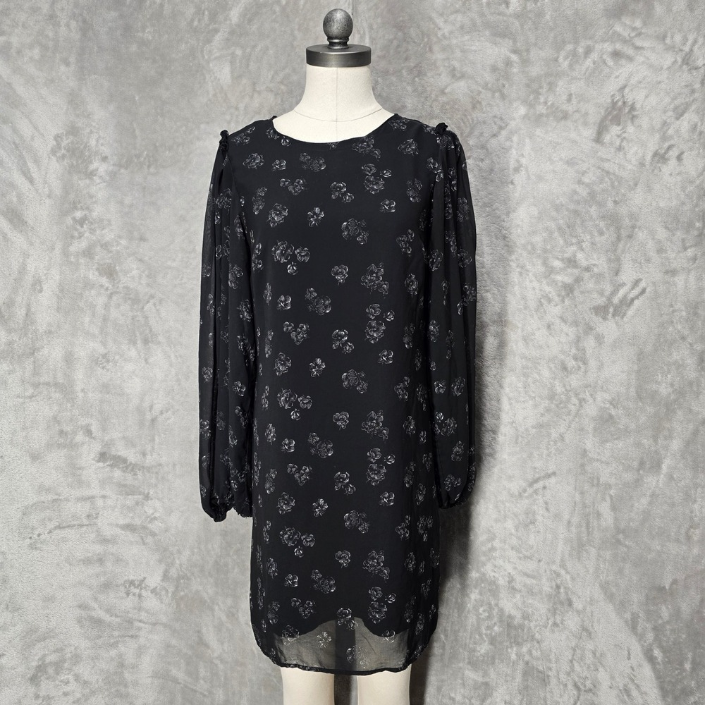 Victorias Secret Mini Dress Women 4 Floral Sheer Balloon Sleeve Shift Whimsigoth